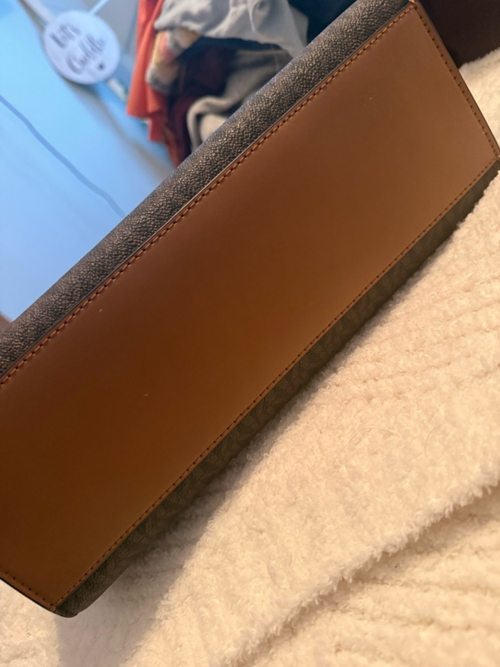 Michael Kors Brown Logo Satchel with Tan Trim and Gold Charm - Picture 8 of 8